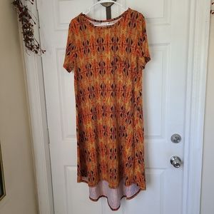 LuLaRoe Woman's African Print Short Sleeve Dress, Size: Large Color: Multi